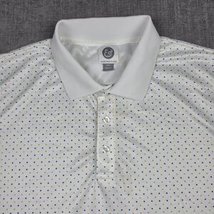 Kilburne & Finch Polo Shirt Mens 4XL White Geometric Polka Dot Short Sleeve Big